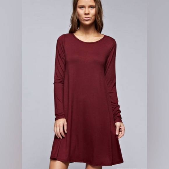 BCBGMaxAzria Deep Red Long Sleeve Dress - Picture 1 of 5